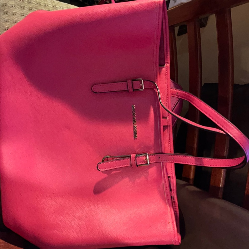 Michael kors bright pink tote